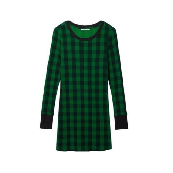 Victoria’s Secret Green and Black Plaid Pattern Nightgown Shirt Thermal NWT - Picture 2 of 9